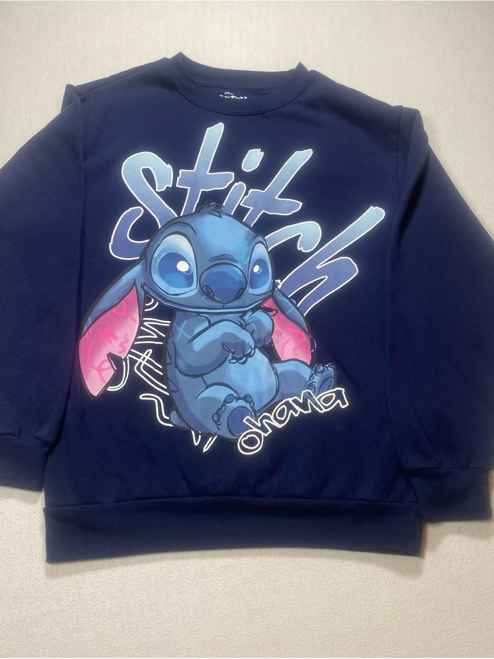 Disney Navy and Light Blue Stitch Logo Sweatshirt